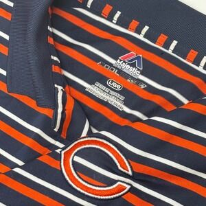 Majestic Cool Base Chicago Bears Men's Large Navy/Orange Striped Polo Shirt